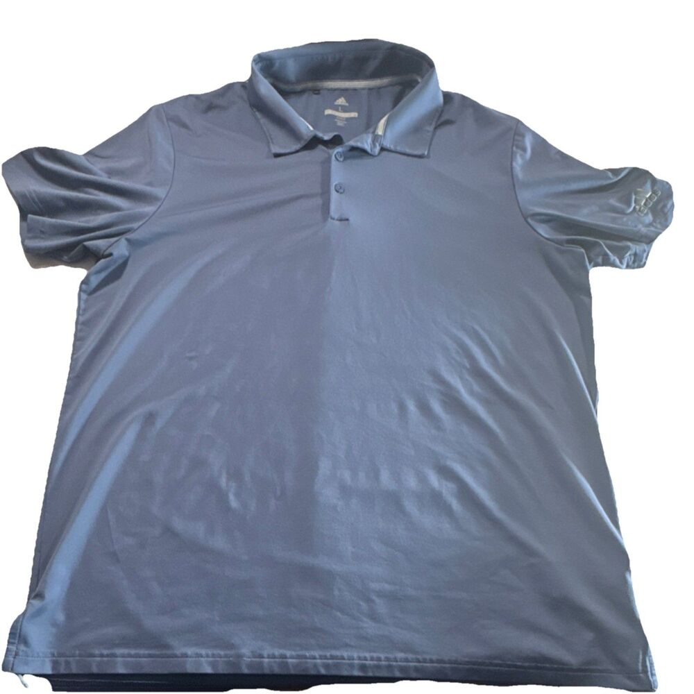 adidas Golf Polo Shirt Blue L Short Sleeve Logo Lightweight Men's Regular Fit